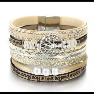 Inspirational multilayer faux leather bracelet